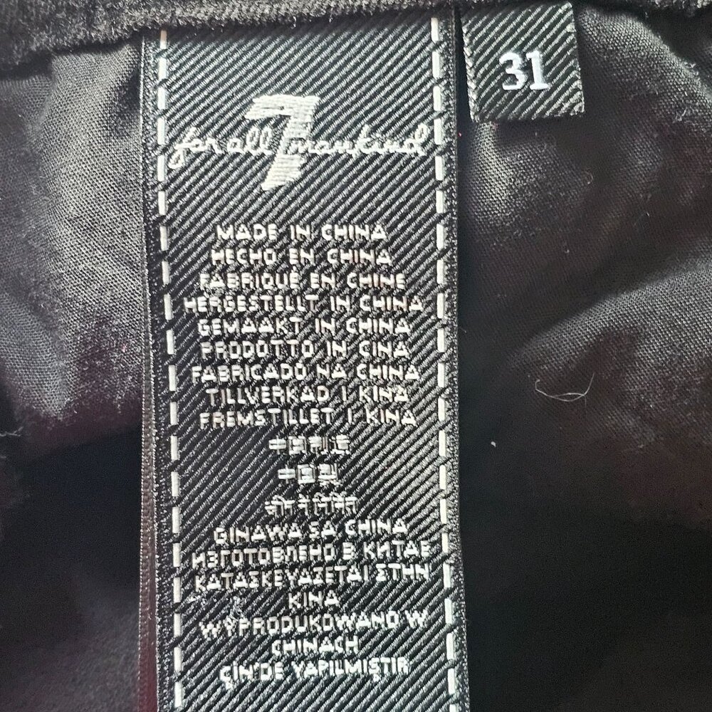 Seven For All Mankind Velour Ankle Pants Womens 31 Black Button Fly Preppy - Picture 6 of 9